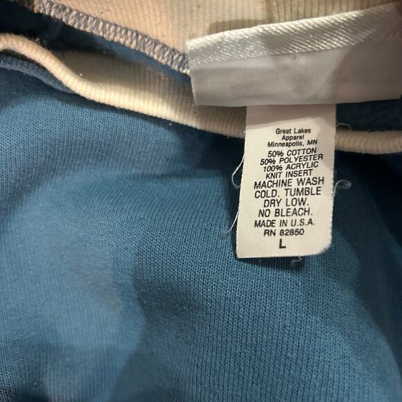 Vintage 90s Knit Swan Crewneck Sweatshirt Size Large Blue White Granny Cottage - Picture 4 of 5